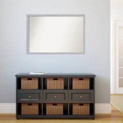 38" X 26" Non-Beveled Grace Narrow Bathroom Wall Mirror Brushed Nickel - Amanti Art -Bathroom Accessories Store GUEST 95368224 faa9 4636 a7d0 b72b596c3cde