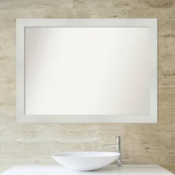 43" X 32" Non-Beveled Mosaic Bathroom Wall Mirror White - Amanti Art -Bathroom Accessories Store GUEST 9572e67a fbae 4de2 be70 1d48643de0b3