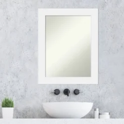 23" X 29" Non-Beveled Corvino Wood Bathroom Wall Mirror White - Amanti Art -Bathroom Accessories Store GUEST 957cc82b df2b 4977 9555 ddea3ec24ab8