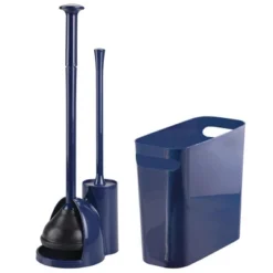 MDesign 3 Piece Plastic Bathroom Set, Bowl Brush/Plunger And Trash Can -Bathroom Accessories Store GUEST 99dc521b fe88 475e 97ba b0f969dd4073