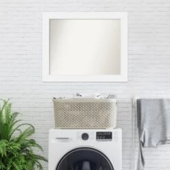 33" X 27" Non-Beveled Corvino Wood Bathroom Wall Mirror White - Amanti Art -Bathroom Accessories Store GUEST 9bc40a2b 1de2 4109 be2c 4125c7a05c25