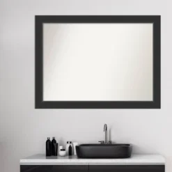 43" X 32" Non-Beveled Corvino Wood Bathroom Wall Mirror Black - Amanti Art -Bathroom Accessories Store GUEST a0e0ae77 8dfb 4da6 b551 5b8632043e35