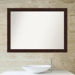 42" X 31" Non-Beveled William Mottled Bronze Narrow Bathroom Wall Mirror - Amanti Art -Bathroom Accessories Store GUEST a13c326a 3892 43ee 91c3 50fe1351954f