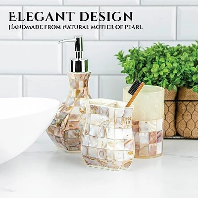 Creative Scents Decorative Mother Of Pearl Bathroom Accessories Set 3 Creative Scents Decorative Mother Of Pearl Bathroom Accessories Set