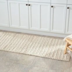 MDesign Soft Cotton Spa Mat Rug For Bathroom, Braided, 60" X 21"