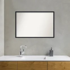 37" X 25" Non-Beveled Lucie Wood Bathroom Wall Mirror Black - Amanti Art -Bathroom Accessories Store GUEST a5c2fb4d 4fd3 4c73 863f 05a745d77557