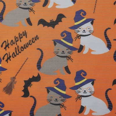Kate Aurora Halloween Accents Kitty Witches & Broomsticks Festive Orange Fabric Shower Curtain - Standard Size 4 Kate Aurora Halloween Accents Kitty Witches & Broomsticks Festive Orange Fabric Shower Curtain - Standard Size - Image 2