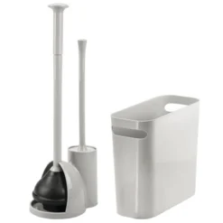 MDesign 3 Piece Plastic Bathroom Set, Bowl Brush/Plunger And Trash Can -Bathroom Accessories Store GUEST a6760987 1436 4c4e ac62 e0d8935e29b0