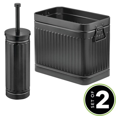 MDesign Metal Compact Toilet Bowl Brush And Wastebasket Combo, Set Of 2, Black 3 MDesign Metal Compact Toilet Bowl Brush And Wastebasket Combo, Set Of 2, Black