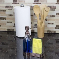 Home Basics Plastic Soap Dispenser With Brushed Steel Top And Fixed Sponge Holder -Bathroom Accessories Store GUEST a7cecdbf 8e7f 44e0 8405 cf821d1a5fe1