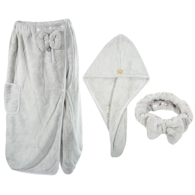 Unique Bargains Women's Bath Wrap Towel Body Wrap For Shower Spa Adjustable Robes With Hair Dry Cap Headband 1 Set 13 Unique Bargains Women's Bath Wrap Towel Body Wrap For Shower Spa Adjustable Robes With Hair Dry Cap Headband 1 Set - Image 11