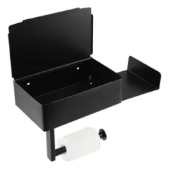 Unique Bargains Wall Mount With Phone Shelf For Kitchen Bathroom Toilet Paper Holder Black 1Pcs -Bathroom Accessories Store GUEST aa0a5108 b7dd 4c09 9b66 576d0ad804b5