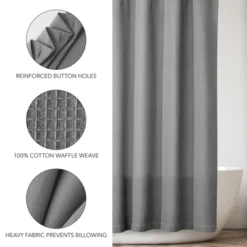 MDesign Cotton Waffle Weave Fabric Shower Curtain -Bathroom Accessories Store GUEST ab5f8a95 2564 4c8a b1b6 21acbd174bbf