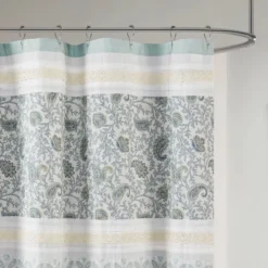 Stella Cotton Shower Curtain Blue