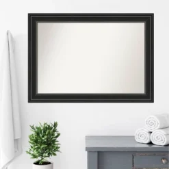 42" X 30" Non-Beveled Ridge Black Bathroom Wall Mirror - Amanti Art -Bathroom Accessories Store GUEST af658c27 3b95 4e1f aeaf d296d71caa07