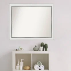 31" X 25" Non-Beveled Eva Narrow Bathroom Wall Mirror White - Amanti Art -Bathroom Accessories Store GUEST b08dd2be 59cf 498b 9d4f 1020187a6de9