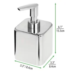 MDesign Compact Square Metal Refillable Soap Dispenser Pump, 2 Pack -Bathroom Accessories Store GUEST b0a0429e 1620 4d34 85ba b744c824d623
