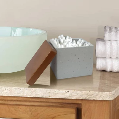 Concrete Bathroom Vanity Countertop Storage Organizer Canister Jar - Nu Steel 4 Concrete Bathroom Vanity Countertop Storage Organizer Canister Jar - Nu Steel - Image 2