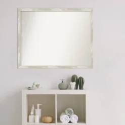 30" X 24" Non-Beveled Crackled Narrow Bathroom Wall Mirror Metallic Silver - Amanti Art -Bathroom Accessories Store GUEST b315d62a db68 4243 bab7 480951834637