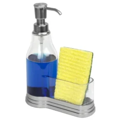 Home Basics Plastic Soap Dispenser With Brushed Steel Top And Fixed Sponge Holder -Bathroom Accessories Store GUEST b3c4a3e1 99d7 4e5a bb5b 007785a0ae8c