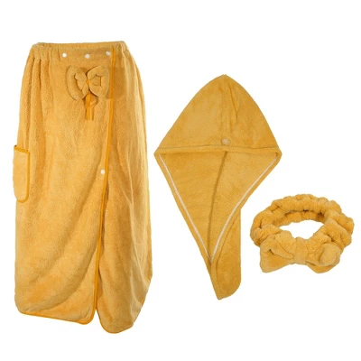 Unique Bargains Women's Bath Wrap Towel Body Wrap For Shower Spa Adjustable Robes With Hair Dry Cap Headband 1 Set 9 Unique Bargains Women's Bath Wrap Towel Body Wrap For Shower Spa Adjustable Robes With Hair Dry Cap Headband 1 Set - Image 7