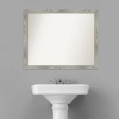 31" X 25" Non-Beveled Dove Square Bathroom Wall Mirror Gray Wash - Amanti Art -Bathroom Accessories Store GUEST b5e1fa0a 0163 4a81 abfb 976472fb9cd0