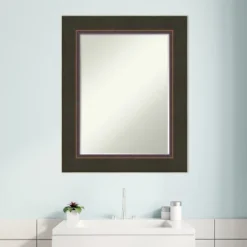Amanti Art Milano Bronze Petite Bevel Wood Bathroom Wall Mirror 30.5 X 24.5 In. -Bathroom Accessories Store GUEST b6138925 6f5c 417e a40e 73764903f1f7