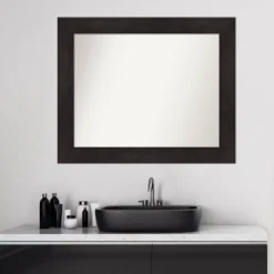 34" X 28" Non-Beveled Bathroom Wall Mirror Espresso Brown - Amanti Art -Bathroom Accessories Store GUEST b7b925ec acfe 4152 9e3a 4b528f45c6f8