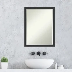 Amanti Art Mezzanotte Black Petite Bevel Wood Bathroom Wall Mirror 26 X 20 In. -Bathroom Accessories Store GUEST b828ead7 cd72 4fbf bff5 b71ba59a67d6