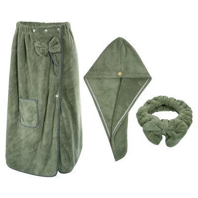 Unique Bargains Women's Bath Wrap Towel Body Wrap For Shower Spa Adjustable Robes With Hair Dry Cap Headband 1 Set 10 Unique Bargains Women's Bath Wrap Towel Body Wrap For Shower Spa Adjustable Robes With Hair Dry Cap Headband 1 Set - Image 8