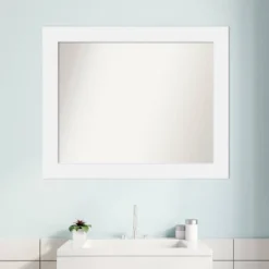 33" X 27" Non-Beveled Corvino Wood Bathroom Wall Mirror White - Amanti Art -Bathroom Accessories Store GUEST ba5a4262 19fd 44fc a06d 9223fd497d51
