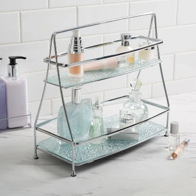 2 Tier Diamond Vanity Tower Chrome - Elle Décor 4 2 Tier Diamond Vanity Tower Chrome - Elle Décor - Image 2
