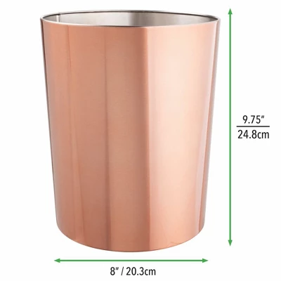 MDesign Round Metal Small Trash Can Wastebasket, Garbage Bin 4 MDesign Round Metal Small Trash Can Wastebasket, Garbage Bin - Image 2