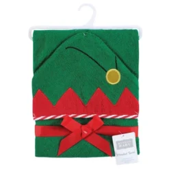 Hudson Baby Unisex Baby Cotton Animal Face Hooded Towel, Elf, One Size