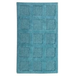 Square Honeycomb 100% Cotton Reversible Bath Rug Aqua By Knightsbridge -Bathroom Accessories Store GUEST bb9c860d d073 401a a4fe 14024ec3bd59