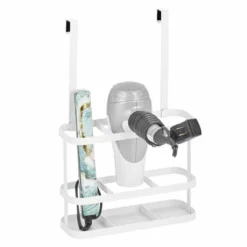 MDesign Steel Bath Over Cabinet Door Hair Tool Storage Organizer Basket -Bathroom Accessories Store GUEST bc522b79 1301 48ab 8f67 c572e214151d