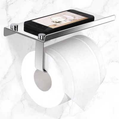 Unique Bargains Toilet Phone Shelf Stainless Steel Tissue Fixed Toilet Paper Holders Silver 1 Pc 4 Unique Bargains Toilet Phone Shelf Stainless Steel Tissue Fixed Toilet Paper Holders Silver 1 Pc - Image 2