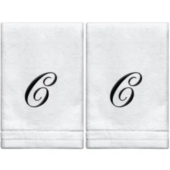 Creative Scents Set Of 2 White Fingertip Monogrammed Towels, Black Embroidered 30 Creative Scents Set Of 2 White Fingertip Monogrammed Towels, Black Embroidered -Bathroom Accessories Store GUEST bf9b8a63 682b 4454 8086 76627388f14e