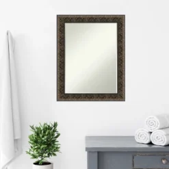 Amanti Art Intaglio Embossed Black Petite Bevel Wood Bathroom Wall Mirror 28.5 X 22.5 In. -Bathroom Accessories Store GUEST bfcf4484 810d 4113 85f6 e7a2b1ca18a4
