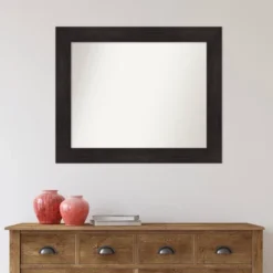 34" X 28" Non-Beveled Bathroom Wall Mirror Espresso Brown - Amanti Art -Bathroom Accessories Store GUEST c1498c7a b39b 46c1 8578 17cfacc2bc63
