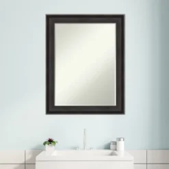 Amanti Art Allure Charcoal Petite Bevel Wood Bathroom Wall Mirror 28.5 X 22.5 In. -Bathroom Accessories Store GUEST c3fb215e 4017 4186 85ce e3417da36f17