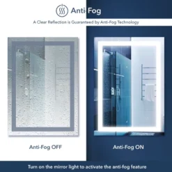 Remy Rectangular Frameless Anti-Fog Aluminum Front-lit Tri-color LED Bathroom Vanity Mirror With Smart Touch Control - JONATHAN Y -Bathroom Accessories Store GUEST c59511b4 2215 427e b4db 2740f4cf5661