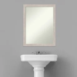 21" X 27" Non-Beveled Marred Wood Bathroom Wall Mirror Silver - Amanti Art -Bathroom Accessories Store GUEST c7121e17 83e3 44e0 b261 a035859508a1