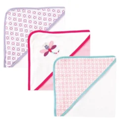 Luvable Friends Infant Girl Cotton Terry Hooded Towels, Dragonfly