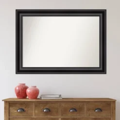 42" X 30" Non-Beveled Grand Bathroom Wall Mirror Black - Amanti Art -Bathroom Accessories Store GUEST c8100efb c8d1 4acf a419 6baef2e4f13f