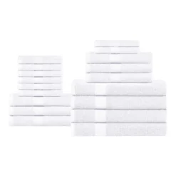 Eco-Friendly Absorbent Assorted 18-Piece Towel Set By Blue Nile Mills -Bathroom Accessories Store GUEST c8bc2e7f 3212 432b 93f3 321165d398ee