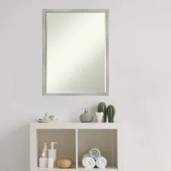 Amanti Art Shiplap White Narrow Petite Bevel Wood Bathroom Wall Mirror 25 X 19 In. -Bathroom Accessories Store GUEST c8dbcbe9 7034 4840 a895 243a7470d162