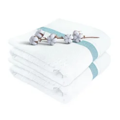 Sussexhome Hotel-Quality Bordered Ultra-Absorbent 100% Natural Cotton Bath Sheet Towel For Bathroom - 35 X 67 Inches