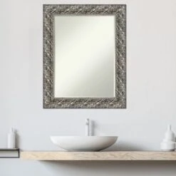 Amanti Art Silver Luxor Petite Bevel Wood Bathroom Wall Mirror 29.5 X 23.5 In. -Bathroom Accessories Store GUEST cc10bd7e 5d07 407f a0a3 01f0762286a3