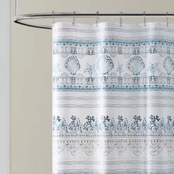 14pc Striped Home Coastal Horizon PEVA Shower Curtain Bath Set Navy - VCNY